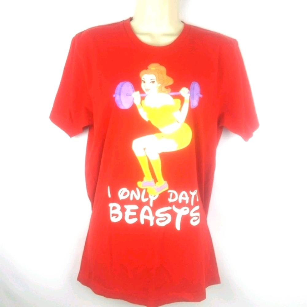 American Apparel Red Disney Beauty & The Beast Graphic Tee I Only Date Beasts M